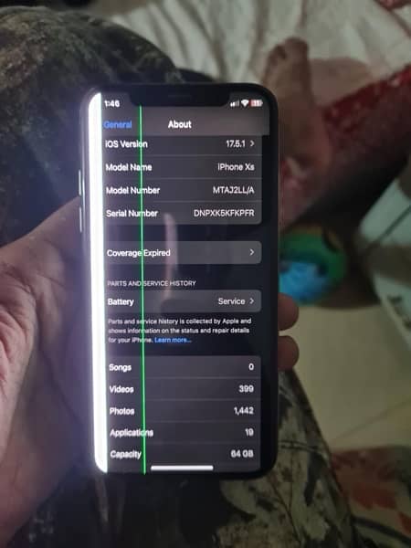 iphone xs 64 battery 74% approved line in lcd 5