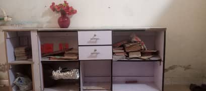 sofa, office cabinet, and wood table for sale