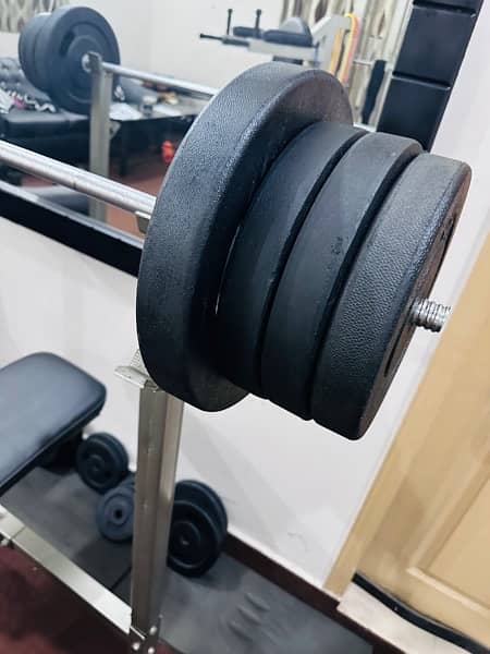 Brand New Adjustable Bench Press with 3 rods and 90Kg plate weights 1