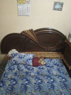 full size bed with mattress and side tables
