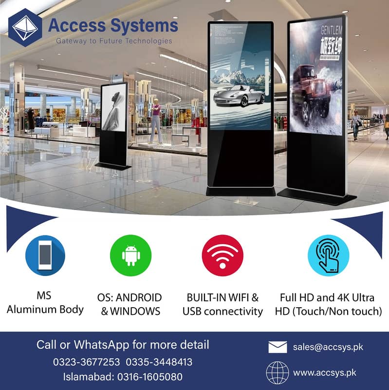 Smart Interactive Flat LED Board | Digital Signage Touch Kiosk Standee 1