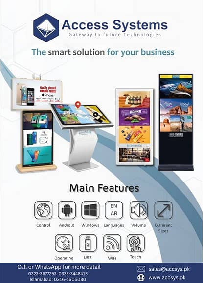 Smart Interactive Flat LED Board | Digital Signage Touch Kiosk Standee 0