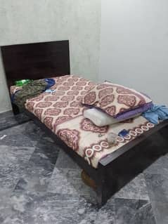 single bed with al Khair foam,  iron stand , wardrobe