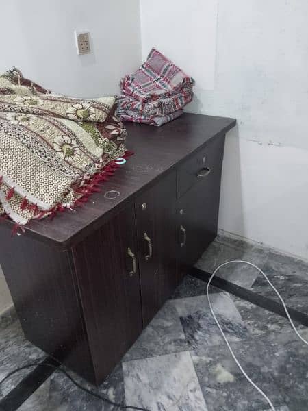 single bed with al Khair foam,  iron stand , wardrobe 2