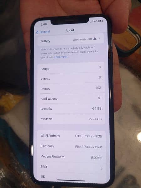 iphone 11 pro max battery fault only pta approved 2