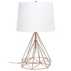 Diamond Shape Lamp Modern Geometric Wired Metal Hollowed Table Lamp