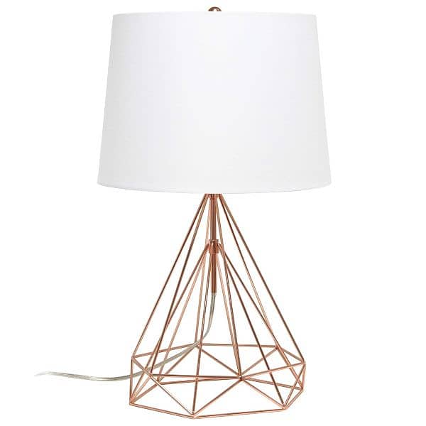 Diamond Shape Lamp Modern Geometric Wired Metal Hollowed Table Lamp 0