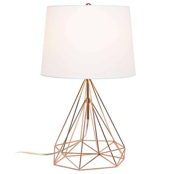 Diamond Shape Lamp Modern Geometric Wired Metal Hollowed Table Lamp 1