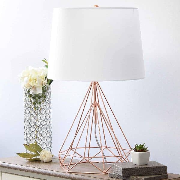 Diamond Shape Lamp Modern Geometric Wired Metal Hollowed Table Lamp 6