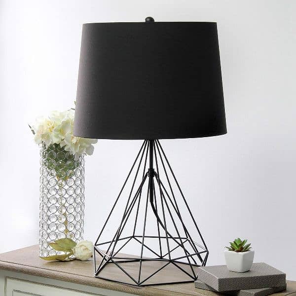 Diamond Shape Lamp Modern Geometric Wired Metal Hollowed Table Lamp 13