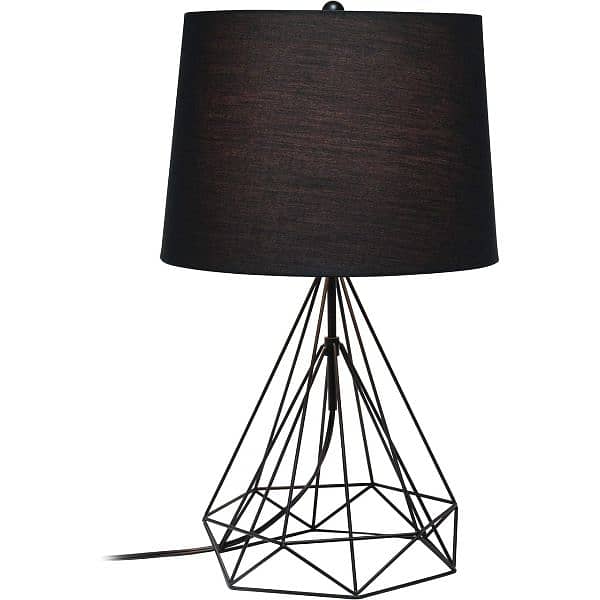 Diamond Shape Lamp Modern Geometric Wired Metal Hollowed Table Lamp 18