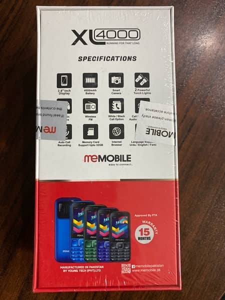 MEMOBILE XL 4000 - 15 Months Warranty - PTA APPROVED 2