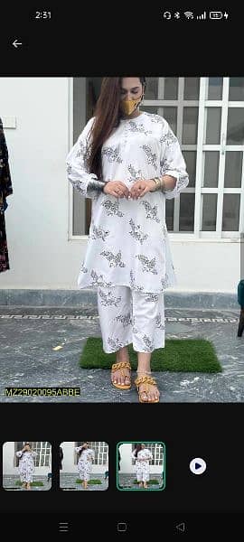 2 Pcs women's stitched Arabic lawn printed shirt and trouser 2