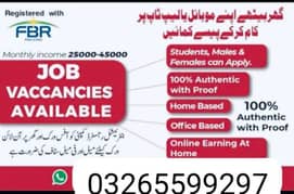 Full time Part time & Home base online & Office work staff required