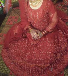 Bridal Red Lehnga along jewellery