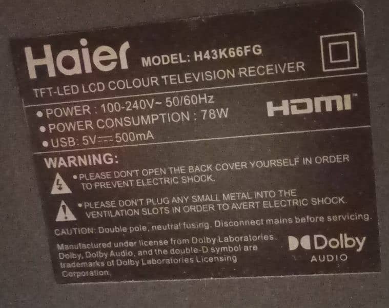 Haier 43" Smart TV model (h43k66fg) 2