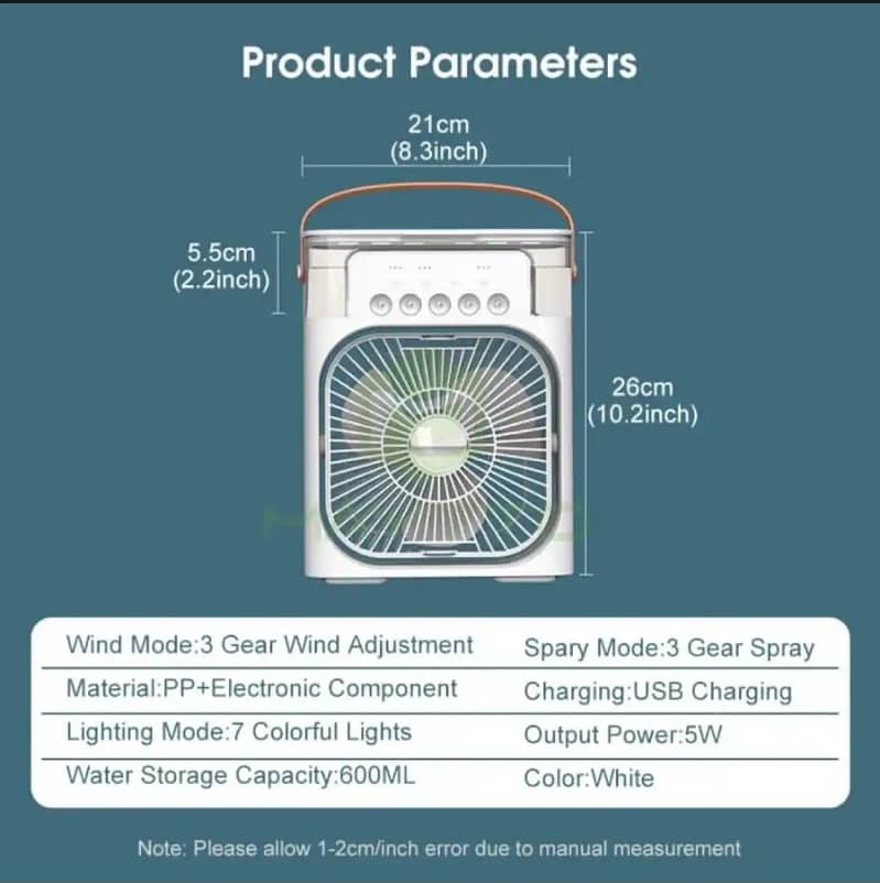 portable mini desk fan with mist spray 3 in 1. 5