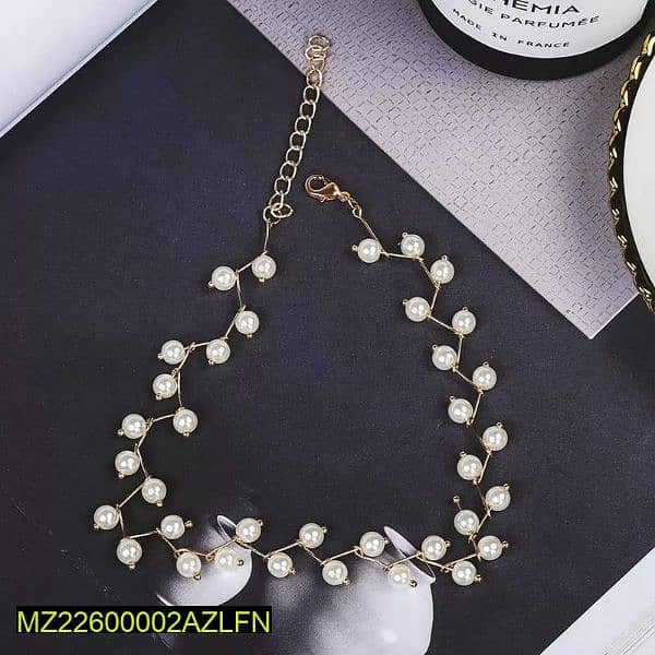 1 Pc alloy pearl stone choker 1