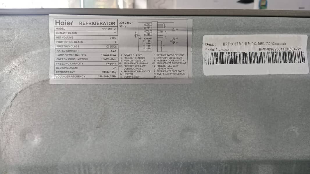 Haier fridge LArge size  (0306=4462/443)fitt sett 4