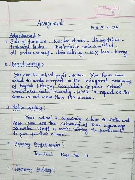 Handwritten assignments are available 1