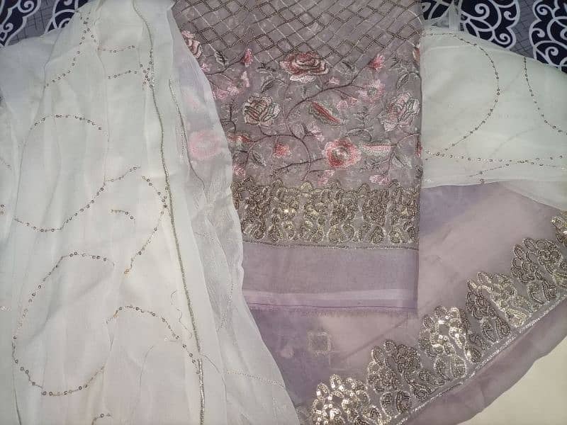 3 PC suit embroided un stitched for wedding or party 4