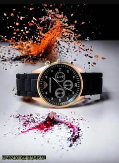 Rubber Chain Strap,Men’s watch in black colour