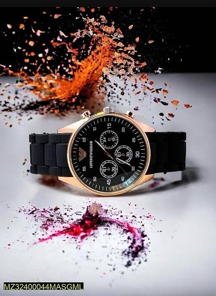 Rubber Chain Strap,Men’s watch in black colour 0