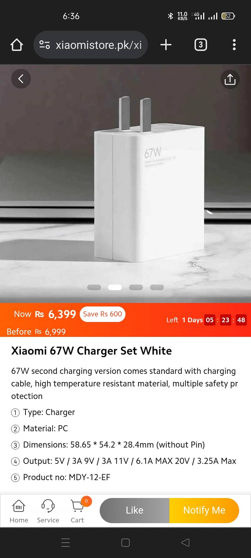 Xiaomi 67 Watt New Adopter For Sale 0