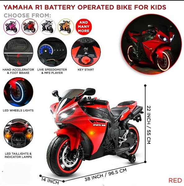 Battery Operated Electric Ride On Sport Bike For Kids Lights, Music 2