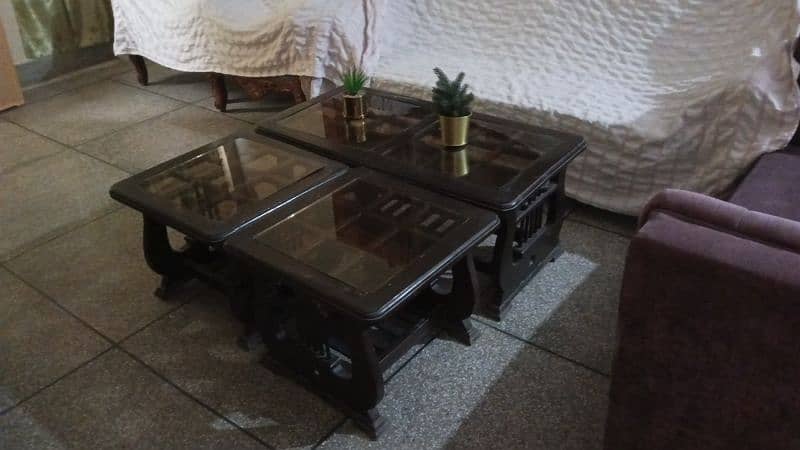 Pure wooden glass top table 0