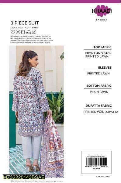 3 PCs unstitched lawn painted suit 1