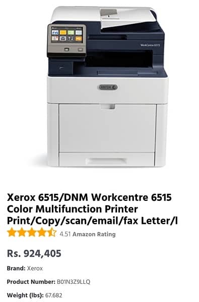 Xerox Workcentre 6515 Color  Printer 0