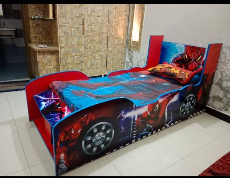 car shape spiderman kids bed 0