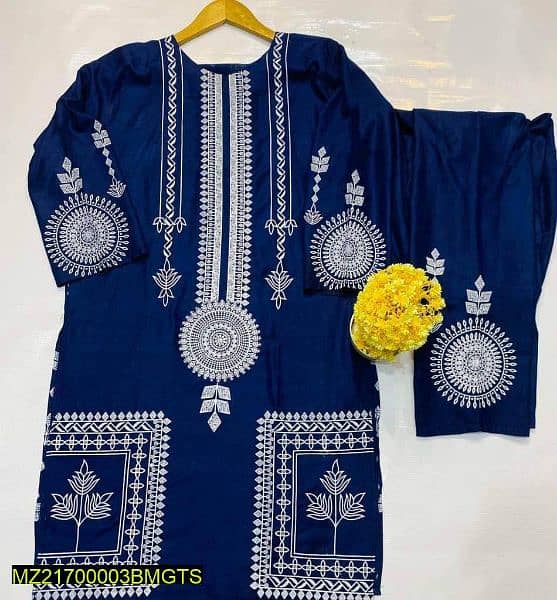 2 piece block print women stitched suit 0