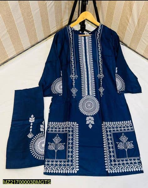 2 piece block print women stitched suit 1