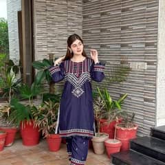 2 pc kurta pajma embroidered dress