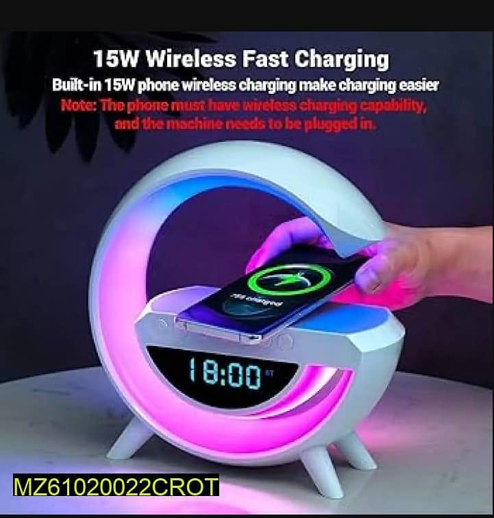 wireless mobile phone chargar clock, sparker and lamp 0