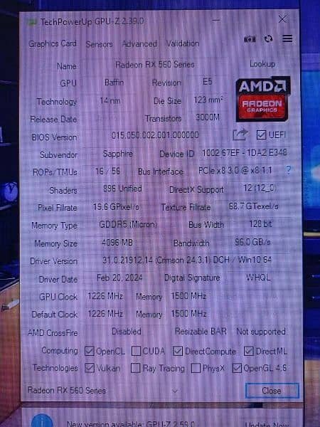 AMD Sapphire Rx 560 4gb 5