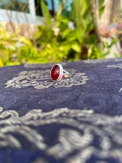 Red yaqoot stone with 100% pure silver ring 0