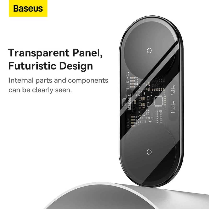 Baseus Digital LED Display 2in1 Wireless Charger 20W Black Universal 6