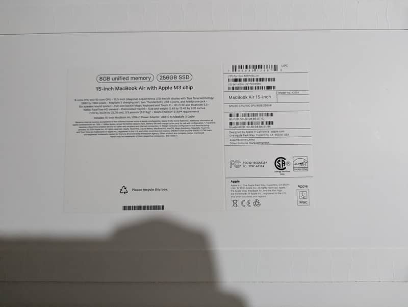 Macbook air 15 inch m3 chip brand new 8