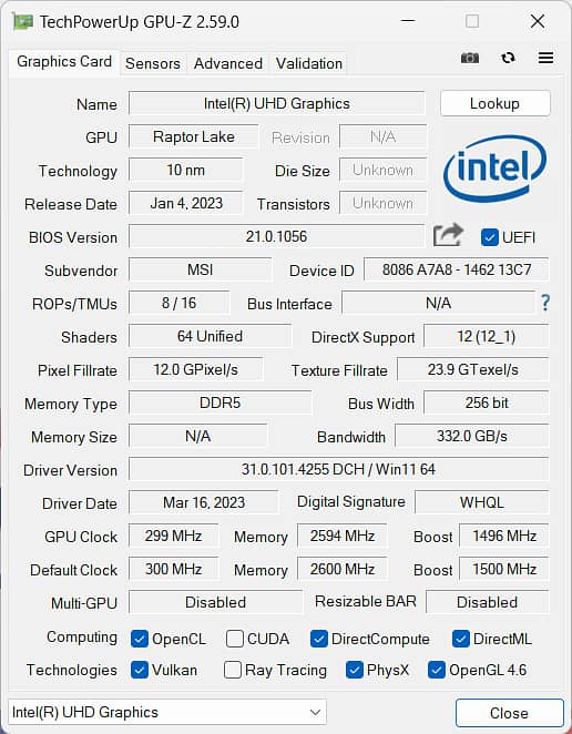 MSI Katana B13VGK 17'3'' i7 13th Gen 13620H, RTX 4070, 16 GB RAM, 1TB 11