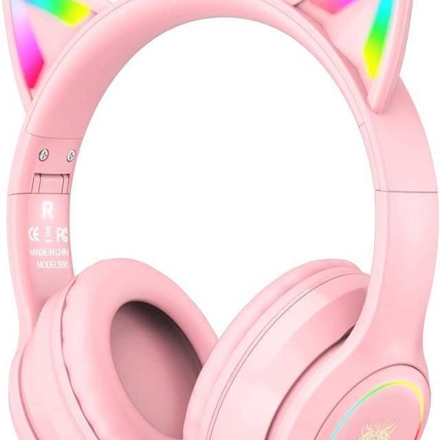 Headphones for girls , LED Light Up Bluetooth Over On Ear Pink wireles 4