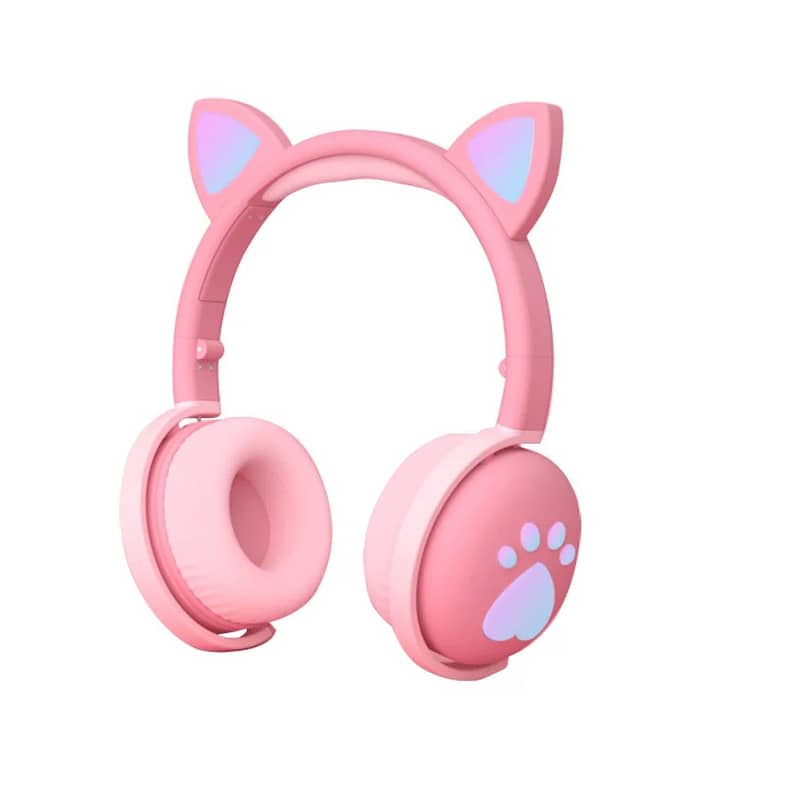 Headphones for girls , LED Light Up Bluetooth Over On Ear Pink wireles 5