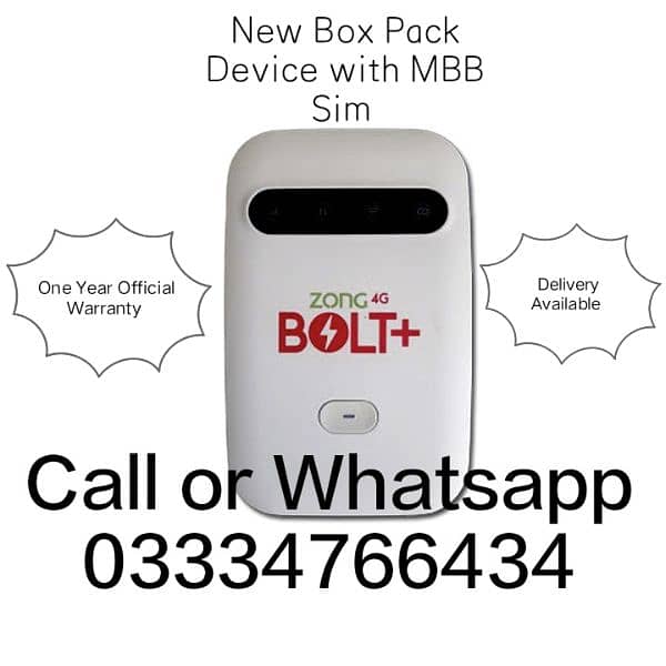 Zong 4G bolt+ All Network Un-Locked Box packed 0