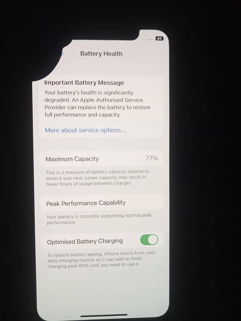 10/10 all ok non pta battery health 80 3