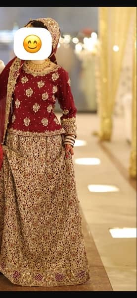 bridal sharara mehroon colour good condition onetime used only 1