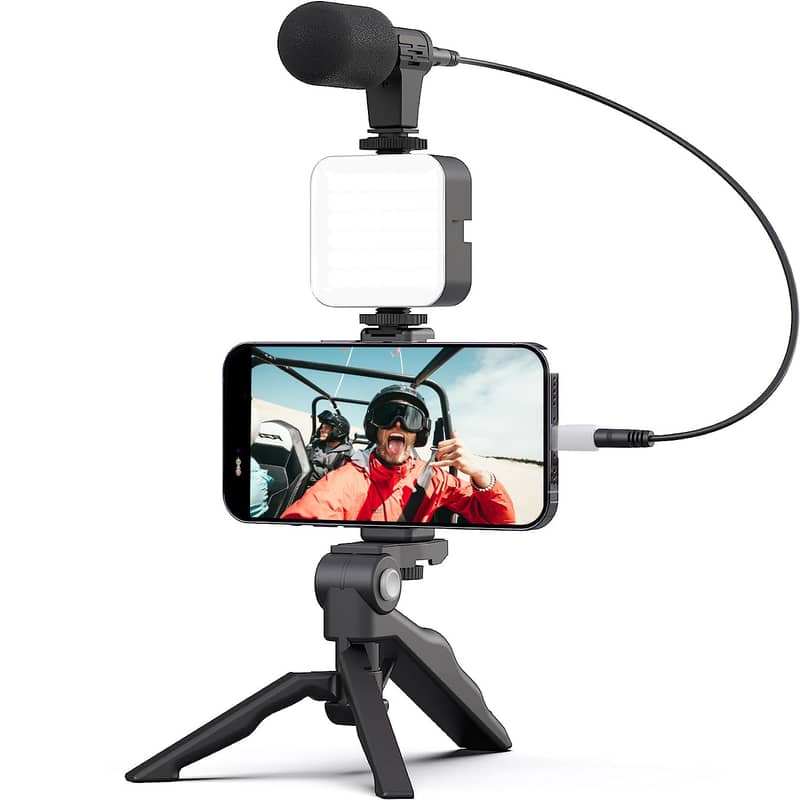 AY-49 Mobile Vlog Kit - Ideal for TikTok Live! Includes Mic, LED Light 1