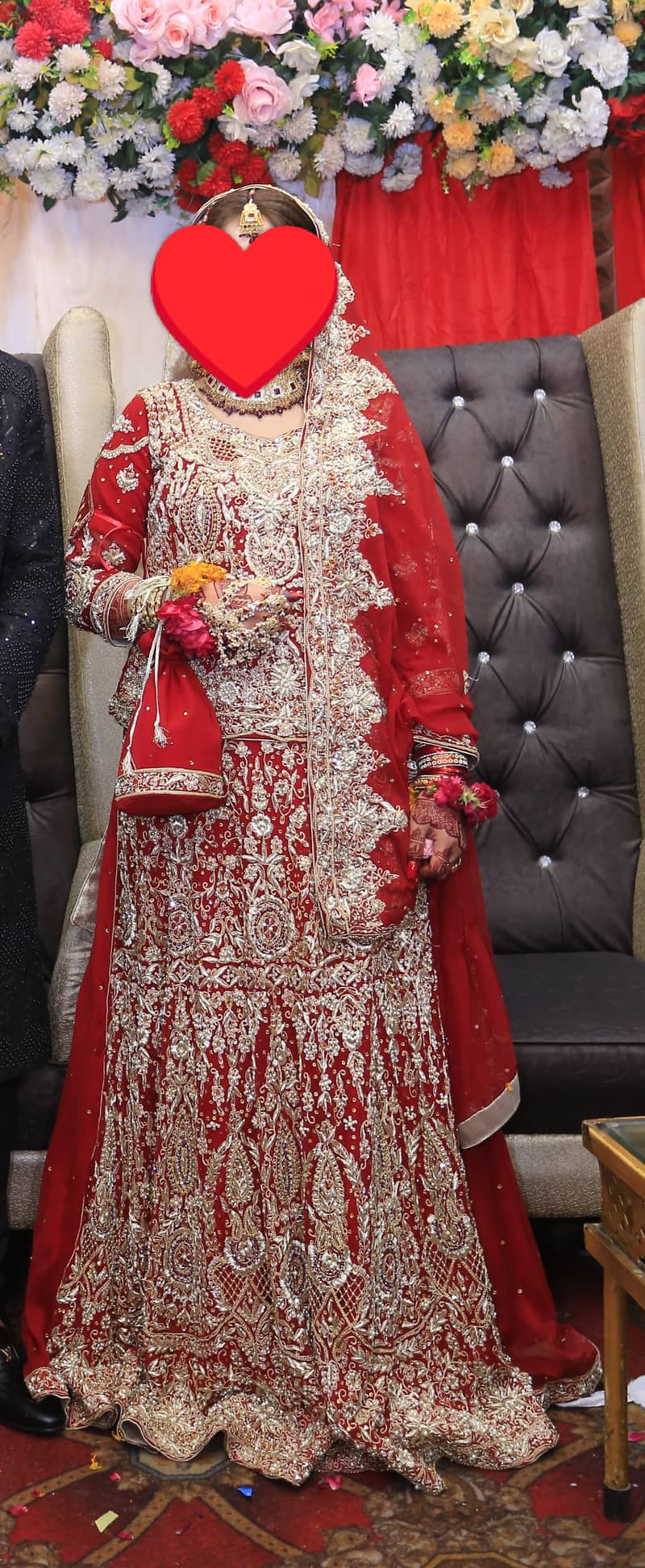 Red fully heavy Bridal Lehanga with Embellishment 1