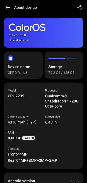 oppo reno 6 4G 0